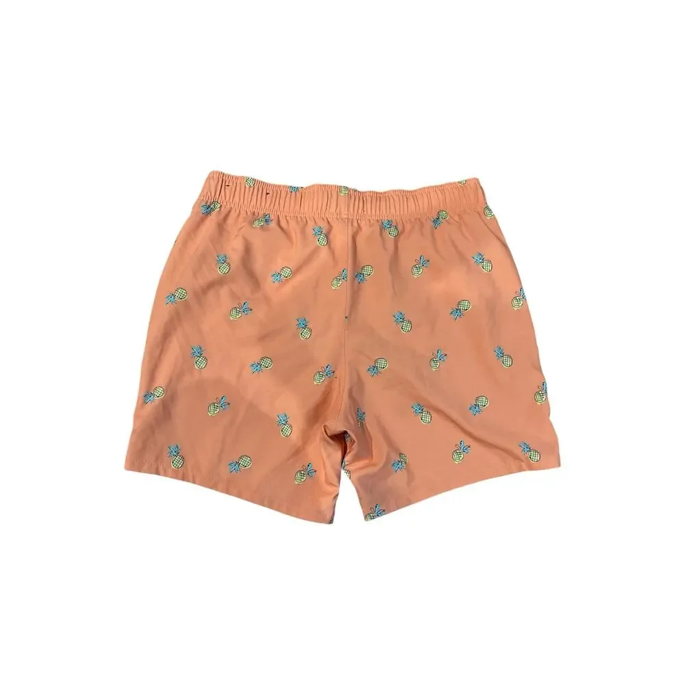 Hollister men’s small mesh lined swim trunks orange with yellow pineapples